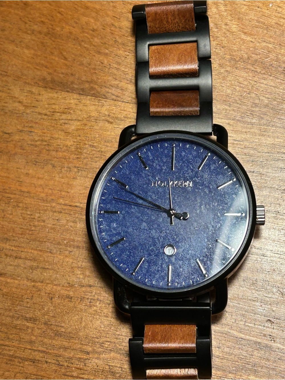 Men's Holzkern Castello Koa Wood Band and Blue Sodalite Face